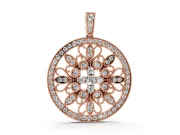 Round Lab-Grown Diamond Floral Filigree Pendant Necklace | Pavé Frame | Rose Gold