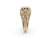 Asscher Cut Vintage Bezel Engagement Ring Setting for a Fancy Pink Lab-Grown Diamond | Yellow Gold