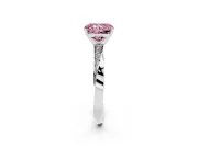 Fancy Pink Radiant Cut Diamond Engagement Ring Set in Silver with Side Stone Accents and Prong Setting