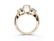Radiant Cut Three Stone Engagement Ring Setting for a Fancy Green Lab-Grown Diamond | Tapered Pave Band | Yellow Gold