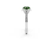 Fancy Green Round Cut Diamond Halo Ring Set in Silver with Channel Set Band and Prong Setting