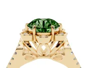 Round Floral Halo Engagement Ring Setting for a Fancy Green Lab-Grown Diamond | Pavé Split Shank | Yellow Gold