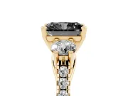 Radiant Cut Three-Stone Engagement Ring Setting for a Black Center | Pavé Shoulders | Yellow Gold