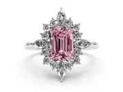 Emerald Cut Engagement Ring Setting for a Fancy Pink Lab-Grown Diamond | Sterling Silver - Design NV-24790
