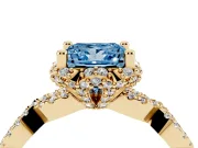 Princess Cut Halo Engagement Ring Setting for a Fancy Blue Lab-Grown Diamond | Yellow Gold - Design NV-24725