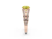 Fancy Yellow Round Cut Diamond Split Shank Ring Set in Rose gold with Pavé Band and Prong Setting