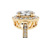 Oval Halo Engagement Ring Setting | Polished Halo Rim | Yellow Gold