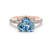 Heart-Shaped Side Stone Engagement Ring Setting for a Fancy Blue Lab-Grown Diamond | Pave Band | Rose Gold