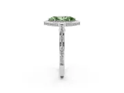 Fancy Green Marquise Cut Diamond Halo Pavé Split Shank Ring Set in Platinum with Prong Setting