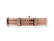Round Lab-Grown Diamond Pavé Triple Rope Bracelet | Stone-Set Crossbars | Rose Gold