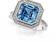 Asscher Cut Halo Engagement Ring Setting for a Fancy Blue Lab-Grown Diamond | Sterling Silver - Design NV-24721