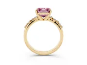 Asscher Cut Graduated Engagement Ring Setting for a Fancy Pink Lab-Grown Diamond | Yellow Gold