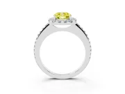 Cushion Cut Pave Halo Engagement Ring Setting for a Fancy Yellow Lab-Grown Diamond | Pave Band | White Gold