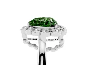 Heart-Shaped Scalloped Cluster Halo Engagement Ring Setting for a Fancy Green Lab-Grown Diamond | Plain Band | Platinum