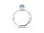 Marquise Twisted Engagement Ring Setting for a Fancy Blue Lab-Grown Diamond | Beaded Twist | Sterling Silver