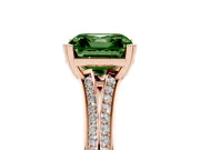 Asscher Cut Split Shank Engagement Ring Setting for a Fancy Green Lab-Grown Diamond | Pave Band | Rose Gold