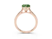 Fancy Green Heart Cut Diamond Solitaire Ring Set in Rose gold with Cathedral Band and Prong Setting