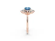Cushion Cut Cluster Halo Engagement Ring Setting for a Fancy Blue Lab-Grown Diamond | Rose Gold