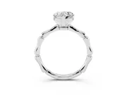Heart Cut Diamond Solitaire Ring Set in Platinum with Bamboo Band and Prong Setting