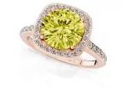 Round Halo Engagement Ring Setting for a Fancy Yellow Lab-Grown Diamond | Rose Gold - Design NV-24729