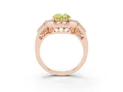 Oval Milgrain Sectioned Halo Engagement Ring Setting for a Fancy Yellow Lab-Grown Diamond | Rose Gold