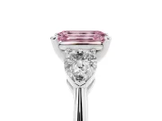 Emerald Cut 3-Stone Engagement Ring Setting for a Fancy Pink Lab-Grown Diamond | Platinum