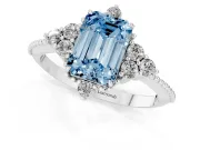 Emerald Cut Cluster Engagement Ring Setting for a Fancy Blue Lab-Grown Diamond | Sterling Silver