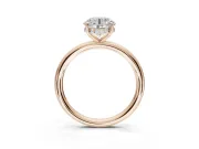 Round Hidden Halo Engagement Ring Setting | Thin Plain Band | Rose Gold