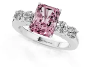 Radiant Cut 5 Stone Engagement Ring Setting for a Fancy Pink Lab-Grown Diamond | Platinum