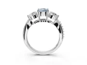 Cushion Cut Three Stone Engagement Ring Setting for a Fancy Blue Lab-Grown Diamond | Tapered Pave Band | White Gold