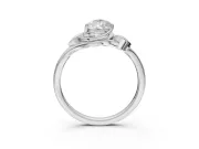 Pear-Shaped Leaf Bypass Solitaire Engagement Ring Setting | Polished Band | Sterling Silver