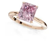 Radiant Cut Solitaire Engagement Ring Setting for a Fancy Pink Lab-Grown Diamond | Tapered Plain Band | Rose Gold