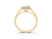 Oval Cut Diamond Halo Ring Set in Yellow gold with Solitaire Band and Prong Setting