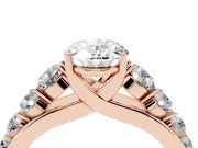 Oval Graduated Side Stone Engagement Ring Setting | Flat Top Band | Rose Gold