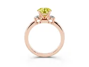 Round Three Stone Engagement Ring Setting for a Fancy Yellow Lab-Grown Diamond | Round Side Stones | Rose Gold