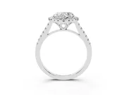 Heart-Shaped Raised Halo Engagement Ring Setting | Pave Band | White Gold