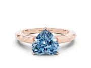 Heart-Shaped Solitaire Engagement Ring Setting for a Fancy Blue Lab-Grown Diamond | Stepped Flat Band | Rose Gold
