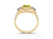 Asscher Cut Three Stone Engagement Ring Setting for a Fancy Yellow Lab-Grown Diamond | Accented Shoulders | Yellow Gold