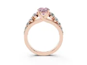 Oval Graduated Side Stone Engagement Ring Setting for a Fancy Pink Lab-Grown Diamond | Flat Top Band | Rose Gold