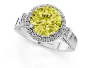 Round Pavé Halo Engagement Ring Setting for a Fancy Yellow Lab-Grown Diamond | Platinum
