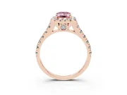 Emerald Cut Accented Halo Engagement Ring Setting for a Fancy Pink Lab-Grown Diamond | Rose Gold