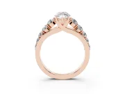 Marquise Graduated Side Stone Engagement Ring Setting | Flat Top Band | Rose Gold