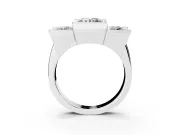 Round Cut Diamond Three-Stone Channel Set Ring Set in White gold with Smooth Polished Band