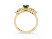Emerald Cut Side Stone Engagement Ring Setting for a Fancy Green Lab-Grown Diamond | Shoulder Clusters | Yellow Gold