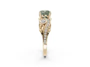 Cushion Cut Swirl Engagement Ring Setting for a Fancy Green Lab-Grown Diamond | Yellow Gold