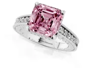 Asscher Cut Engraved Engagement Ring Setting for a Fancy Pink Lab-Grown Diamond | Platinum