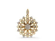 Round Lab-Grown Diamond Cluster Milgrain Floral Pendant Necklace | Openwork Medallion | Yellow Gold