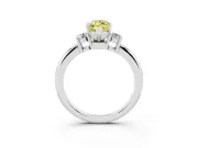 Fancy Yellow Three-Stone Marquise Cut Diamond Ring Set in White gold with Prong Setting and Plain Band