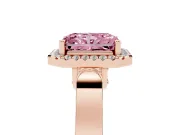 Radiant Cut Halo Engagement Ring Setting for a Fancy Pink Lab-Grown Diamond | Pavé Panel Shoulders | Rose Gold