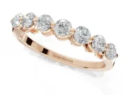Round Lab-Grown Diamond Half Eternity Wedding Band | Raised Round Heads | Rose Gold